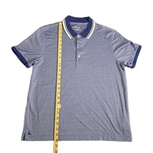 UNTUCKit Polo Shirt Mens Medium Navy White Double Stripe Performance